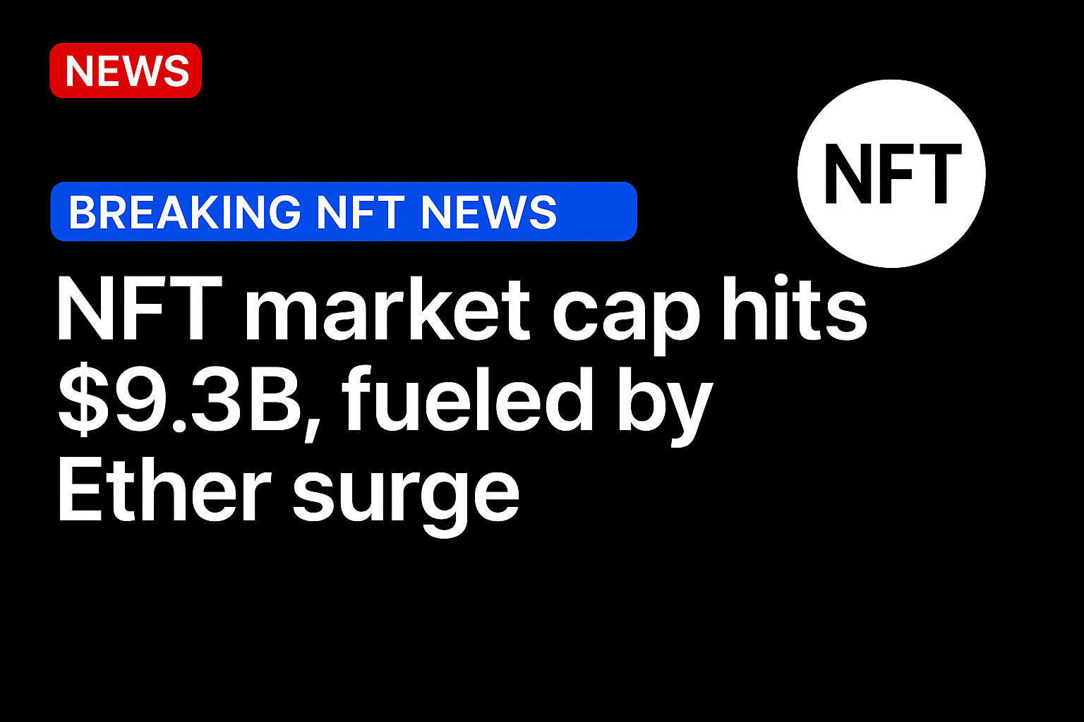 NFT market cap hits $9.3B, fueled by Ether surge