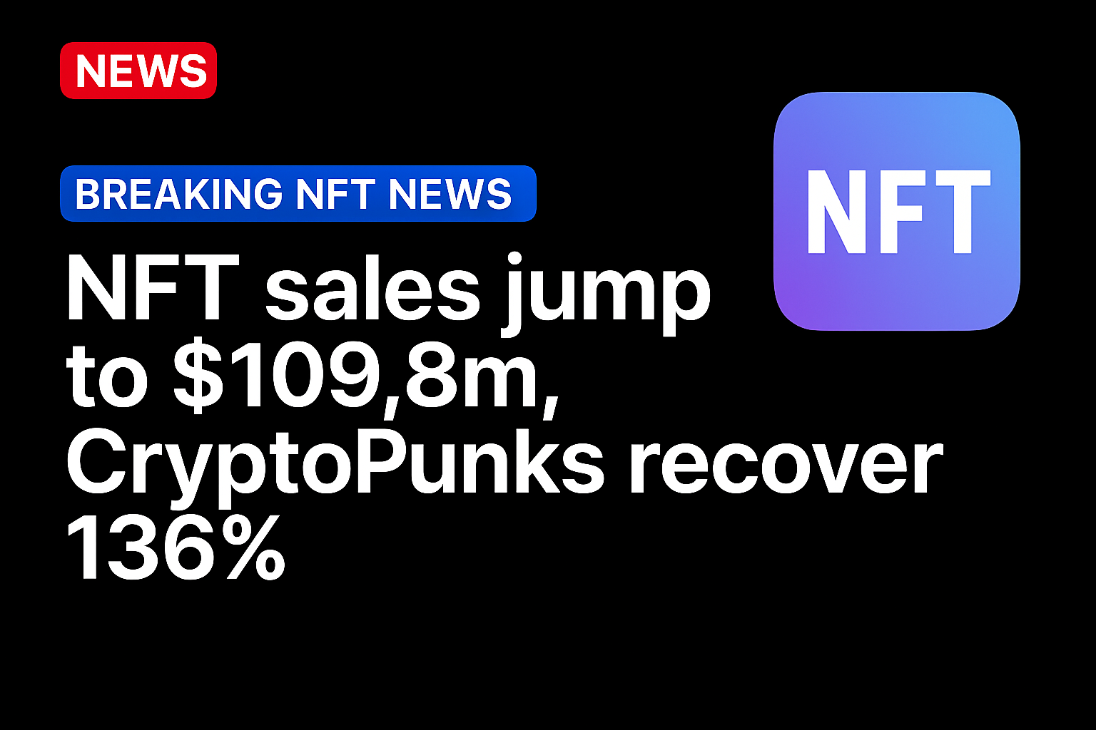 NFT sales jump to $109.8m, CryptoPunks recover 136%