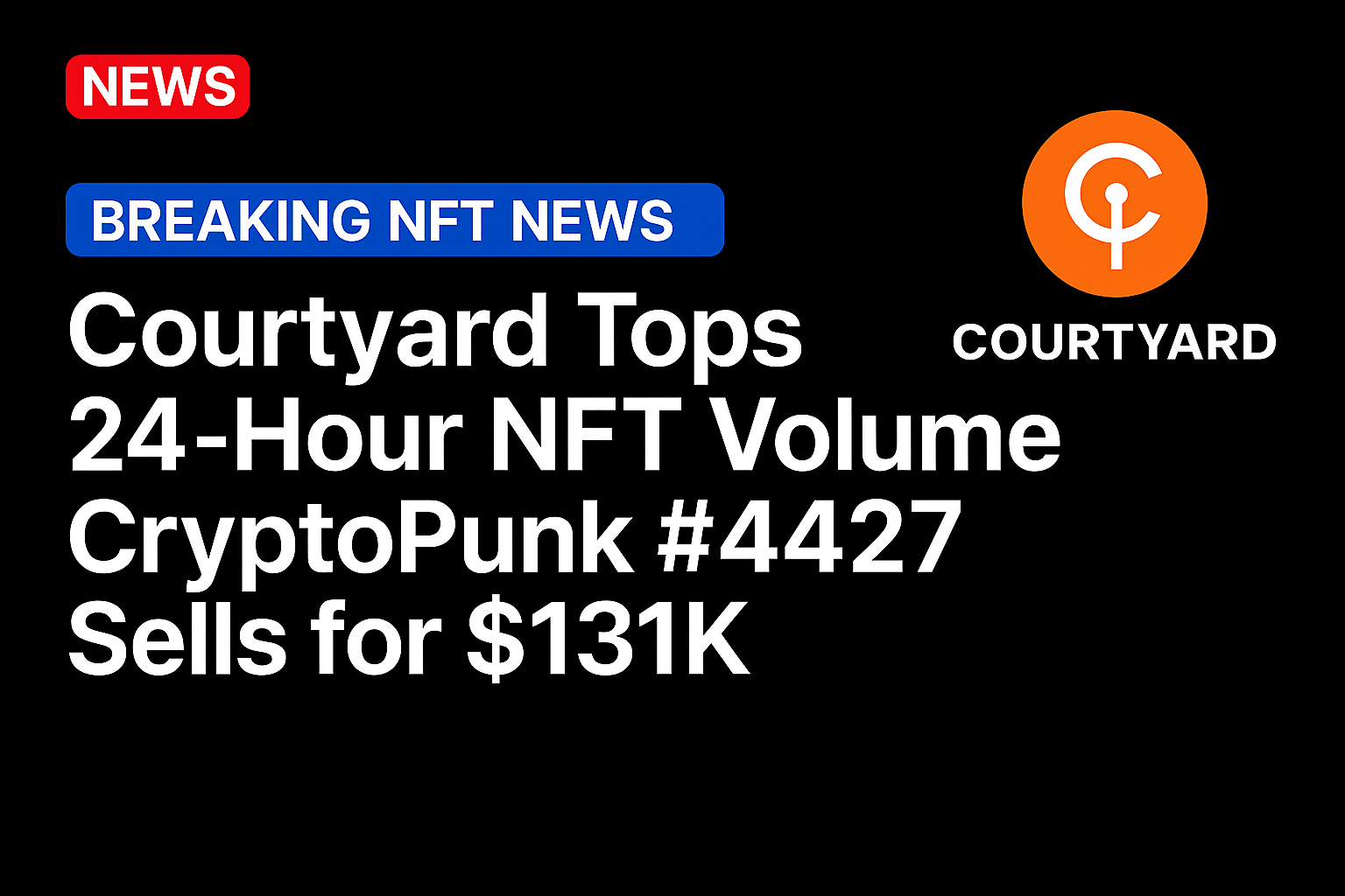Courtyard Tops 24-Hour NFT Volume as CryptoPunk #4427 Sells for $131K